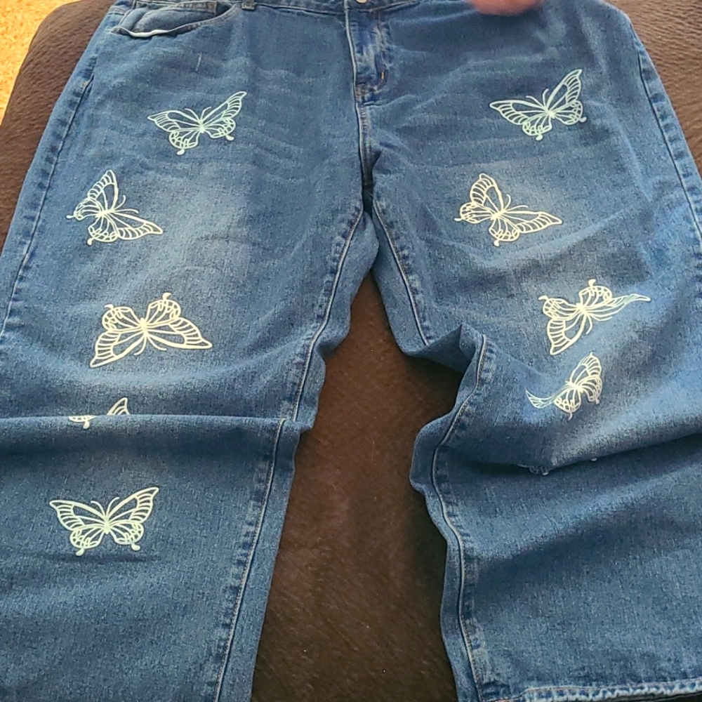 Jeans with butterflies